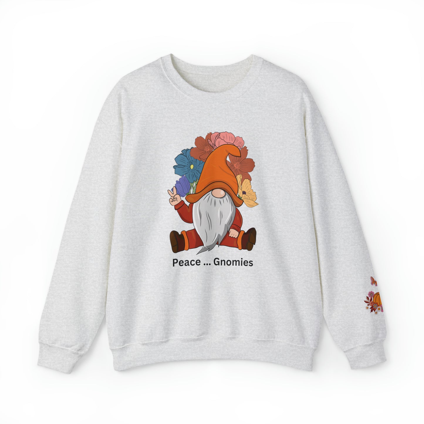 Fall-Themed Gnome Sweatshirt - Peace Gnomies - Cozy Autumn Wear, Crewneck Sweatshirt