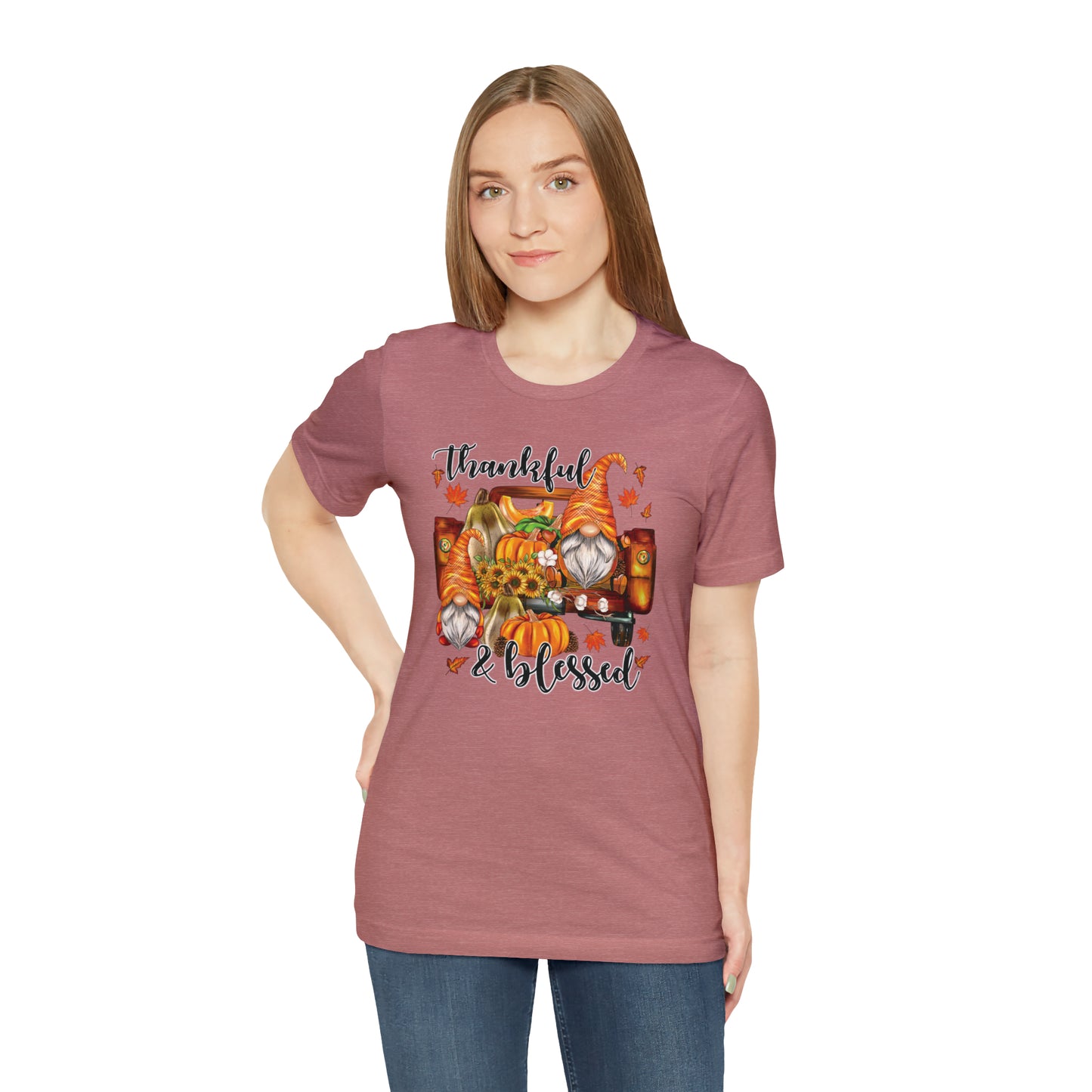 Thankful and Blessed Gnome Truck Tee for Thanksgiving or Fall Gift Giving