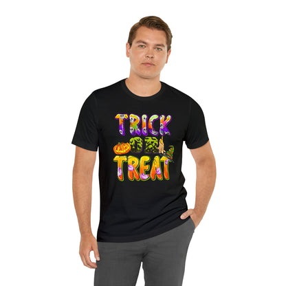 Trick or Treat Delight Halloween Tee - Jack-o'-Lantern, Spider, Witch's Hat, and Candle