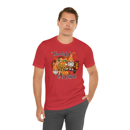 Thankful and Blessed Gnome Truck Tee for Thanksgiving or Fall Gift Giving