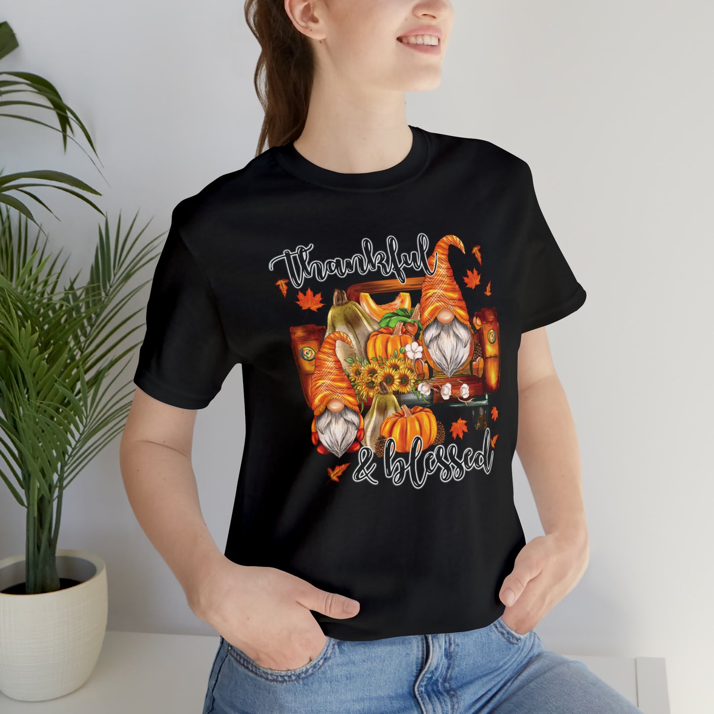 Thankful and Blessed Gnome Truck Tee for Thanksgiving or Fall Gift Giving