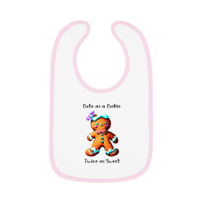 Cute as a Cookie, Twice as Sweet - Baby Contrast Trim Jersey Bib