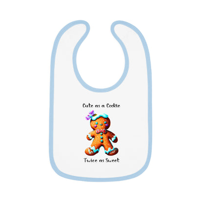 Cute as a Cookie, Twice as Sweet - Baby Contrast Trim Jersey Bib