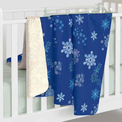 Cozy 'Let It Snow' Fleece Blanket with Snowflake Design - Handcrafted Warmth