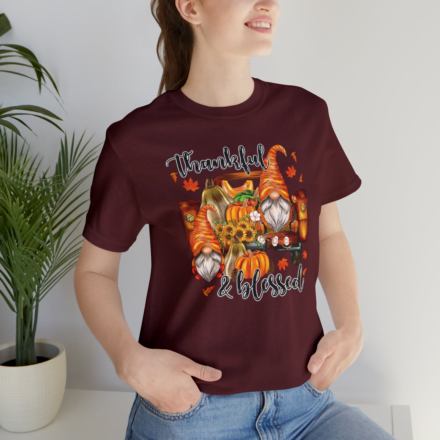 Thankful and Blessed Gnome Truck Tee for Thanksgiving or Fall Gift Giving