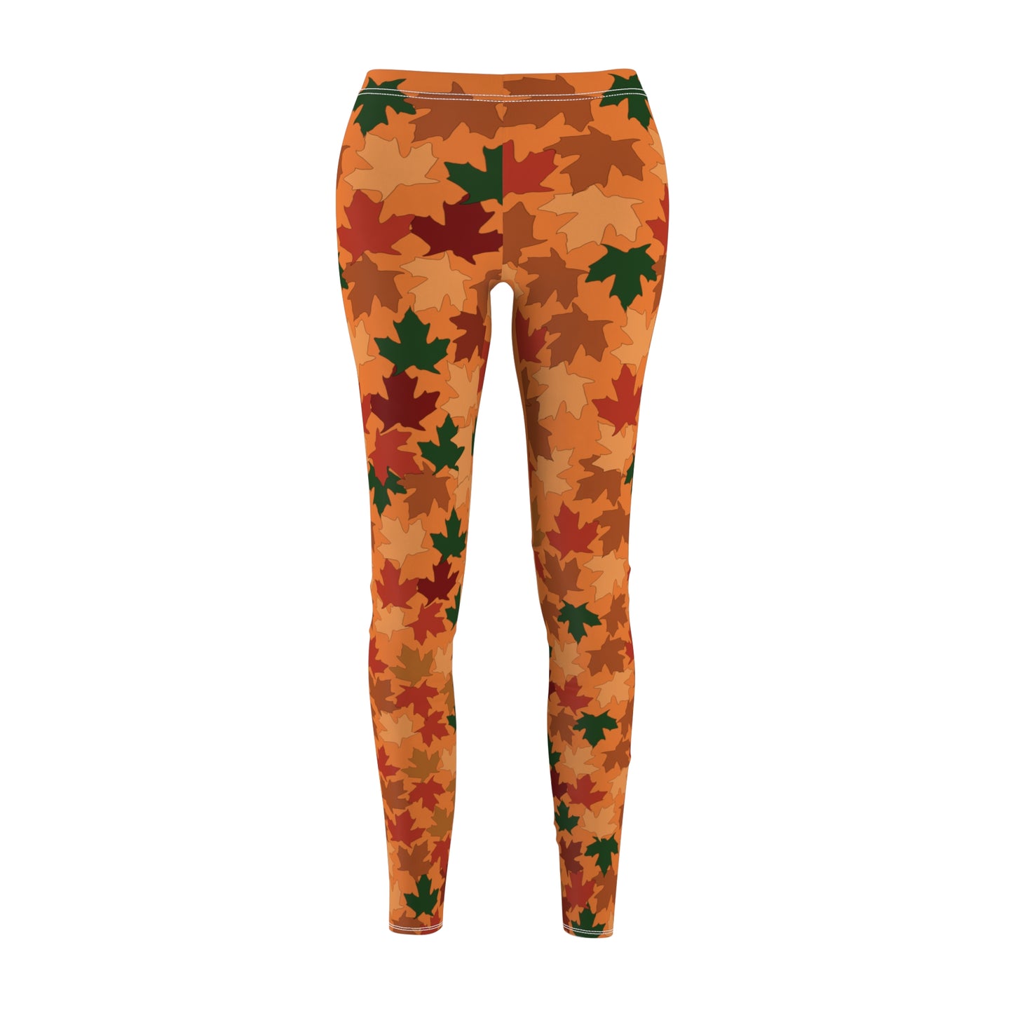 Fall Leaf Leggings for Women, orange background, warm, comfy, gift for her, gift for teacher, athleisure, Autmn season, Fall season