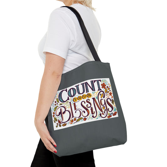 Count Your Blessings Tote Bag - Holiday Tote Bag - Fall Tote Bag - Re-uasable Grocery Bag