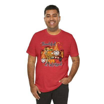 Thankful and Blessed Gnome Truck Tee for Thanksgiving or Fall Gift Giving