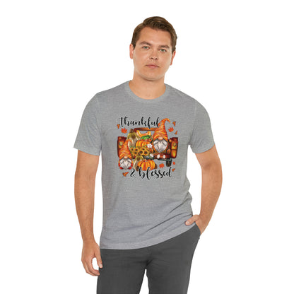 Thankful and Blessed Gnome Truck Tee for Thanksgiving or Fall Gift Giving