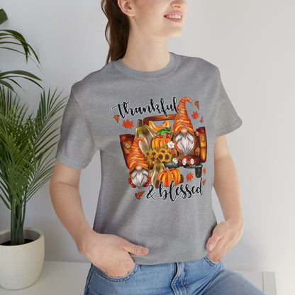 Thankful and Blessed Gnome Truck Tee for Thanksgiving or Fall Gift Giving