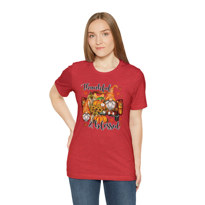 Thankful and Blessed Gnome Truck Tee for Thanksgiving or Fall Gift Giving