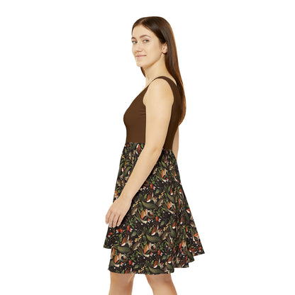 Mystical Mushroom Dreams Brown Skater Dress