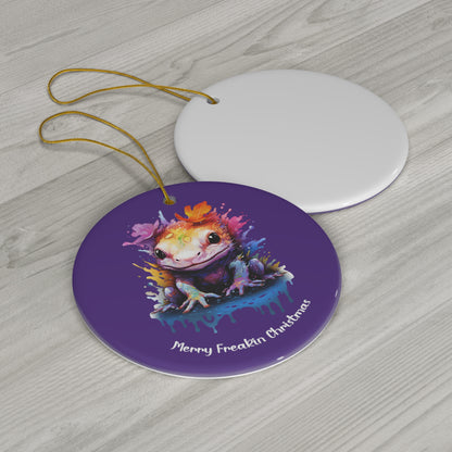 Axolotl Extravaganza: Merry Freakin' Christmas Ornament, Ceramic Ornament