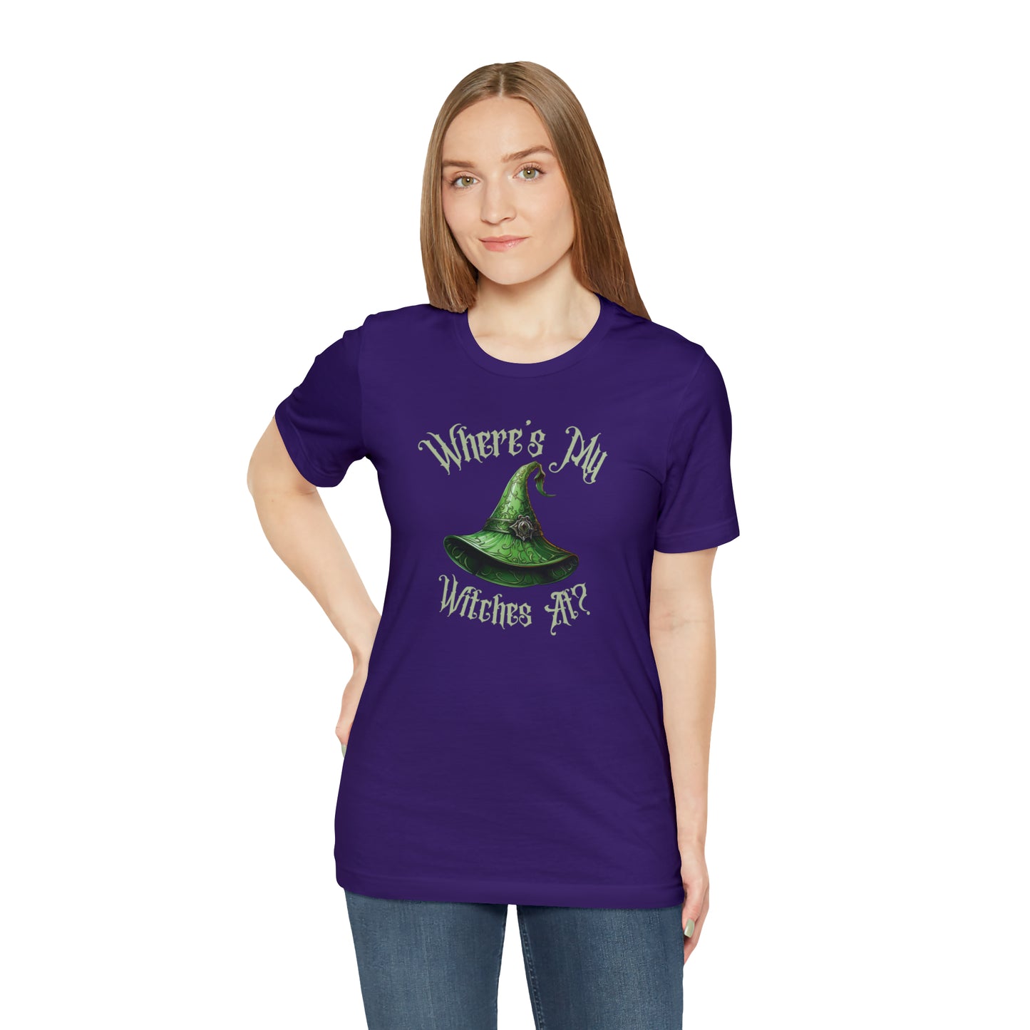 Where's My Witches At? Green Hat Tee - Unleash Your Inner Witchy Charm!