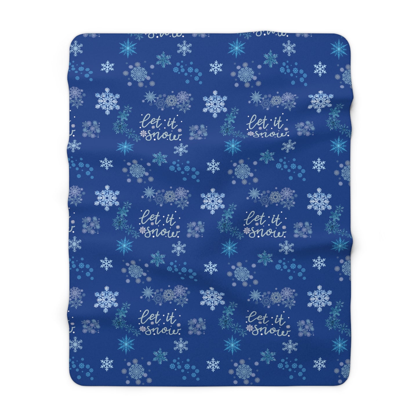 Cozy 'Let It Snow' Fleece Blanket with Snowflake Design - Handcrafted Warmth