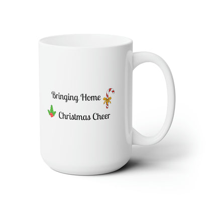 Bringing Home Christmas Cheer Ceramic Mug 15oz, Fun Christmas Vintage Mug, Vintage Truck and Tree