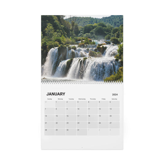 2024 Nature's Tranquility Calendar - Mountain & Forest Streams, Rivers, Rushing Waters, and Serene Moments