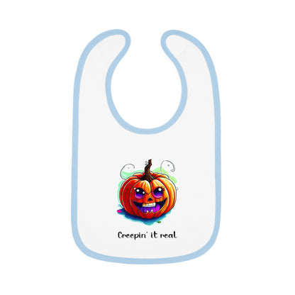 Creepin' It Real - Baby Contrast Trim Jersey Bib, Halloween Bib, Halloween Baby Gift, Baby Shower