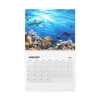 2024 Ocean Paradise Wall Calendar - Coral Reefs, Sharks, Dolphins, Beach, Ocean and more