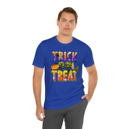 Trick or Treat Delight Halloween Tee - Jack-o'-Lantern, Spider, Witch's Hat, and Candle