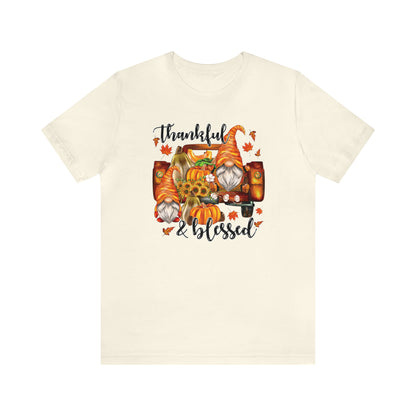 Thankful and Blessed Gnome Truck Tee for Thanksgiving or Fall Gift Giving