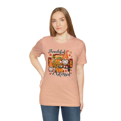 Thankful and Blessed Gnome Truck Tee for Thanksgiving or Fall Gift Giving