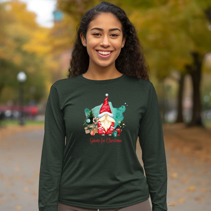 Gnome for Christmas Delight: Festive Long Sleeve Shirt with Presents, Cocoa, and Cheer - Unisex Jersey Long Sleeve Tee